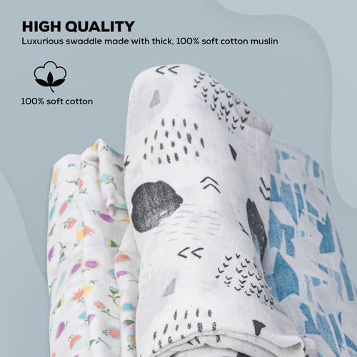 New Born Baby Cotton Muslin Swaddle Wrapper Blanket - Magical Space   (Pack of 5) BAYBEE