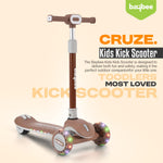 Baybee Cruze Pro Kick Scooter for Kids | Foldable Kids Scooter with 3 Height Adjustable Handle & Brake | Skate Scooter with Lights & Music | Runner Scooter for Kids 2 to 8 Years Boys Girls