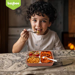 Baybee Panda Tiffin Box Stainless Steel Lunch Box with 3 Compartments with Spoon & Fork (900ml) BAYBEE