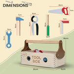 Baybee Wooden Toy Tool Kit Set for Kids | Mechanical Construction Toy Set DIY Educational Play Set | Carpenter Pretend Play Large Tool Kit for Kids | 6 Wooden Tools with Box Set for 3+ Years Baybee India
