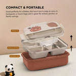 Baybee Panda Tiffin Box Stainless Steel Lunch Box with 3 Compartments with Spoon & Fork (900ml) BAYBEE