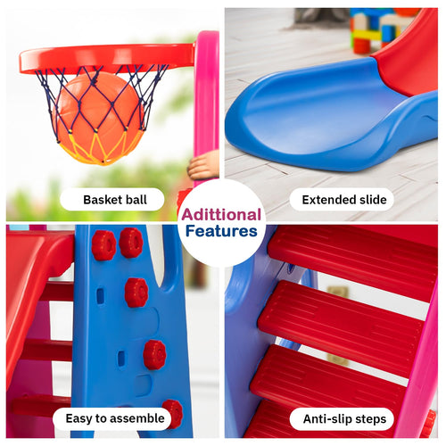 Baybee Garden Swing & Slider for Kids | Plastic Baby Slide Cum Swing Combo with Baby Basket Ball Toy for Home/Indoor/Outdoor BAYBEE