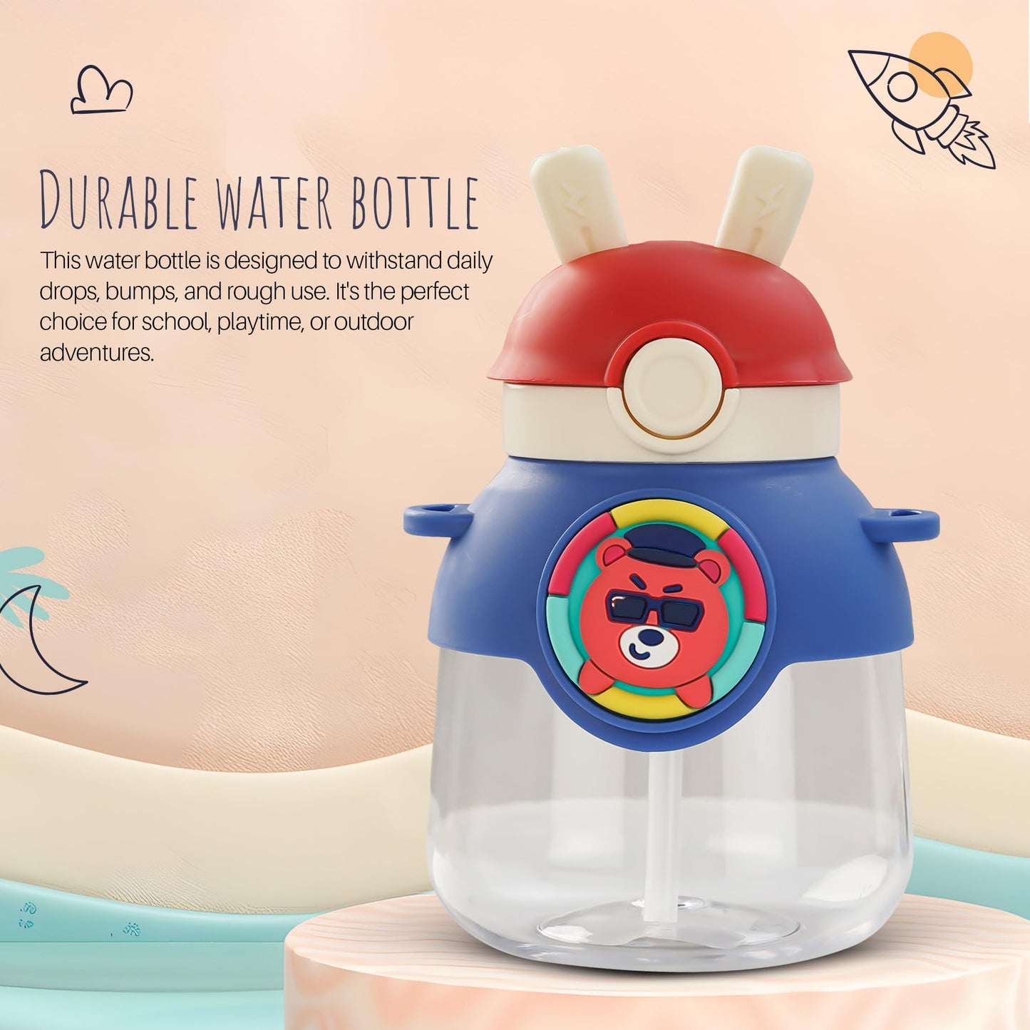 Baybee Bubbly Baby Sipper Water Bottle with Soft Silicone Straw and Adjustable Strap BAYBEE