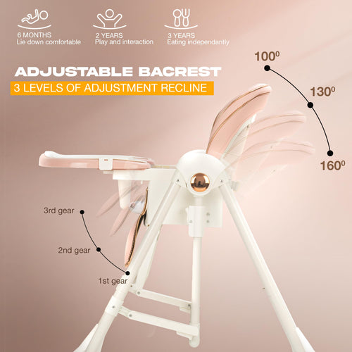 Baybee Nivio Convertible 3-in-1 Baby High Chair for Kids, Baby Swing Chair with 5 Height Adjustable, Footrest, Tray, 160° Recline, Safety Belt & Wheels Baybee India