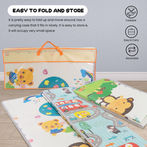 Forest Theme Baby Double Sided Play Mat Foldable Crawling Mat Size W-180cm X H-200 cm Assorted Themes BAYBEE