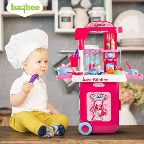 Baybee 3 in 1 Kitchen Set for Kids, Portable Pretend Play Little Chef Set Toys BAYBEE