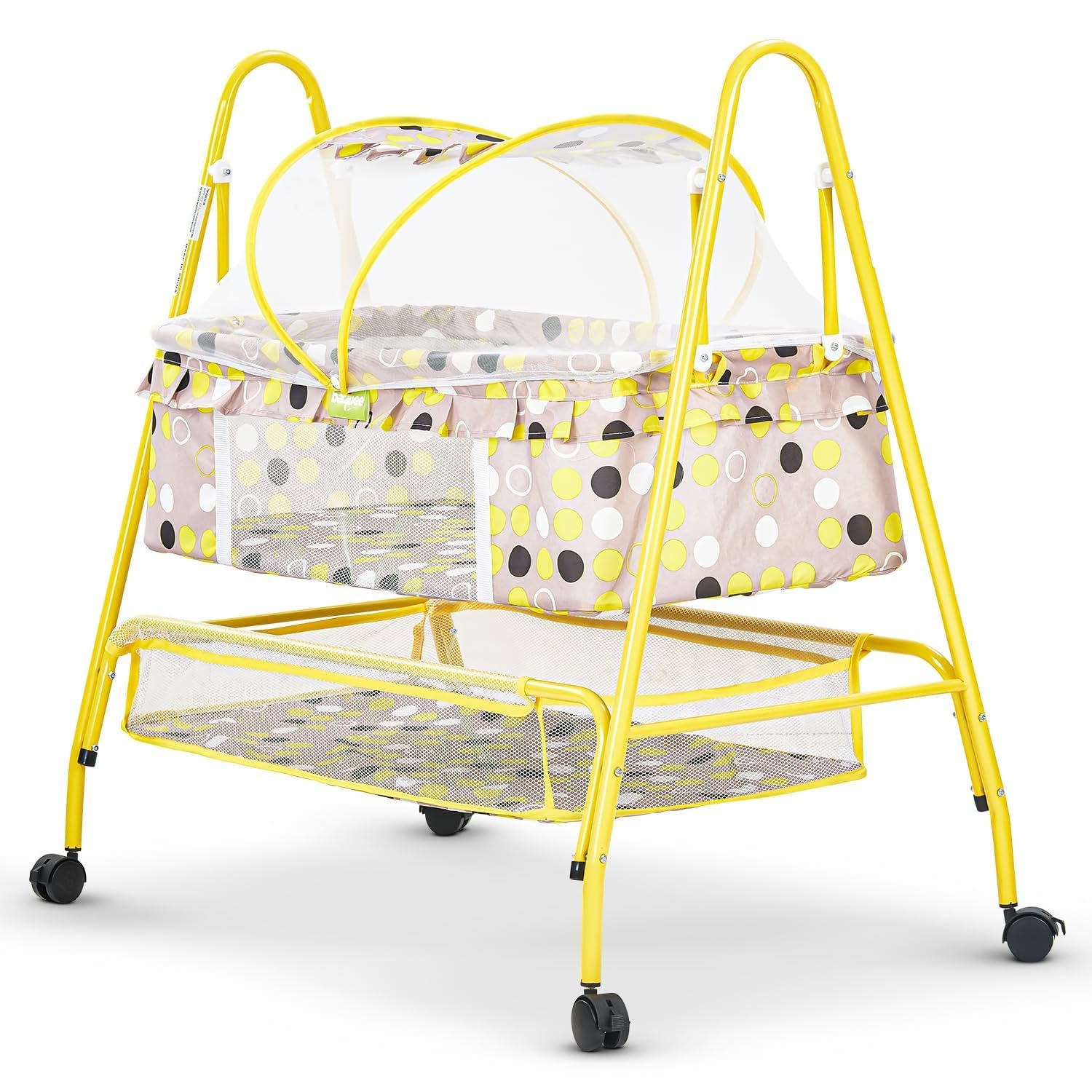 BAYBEE Clora Baby Swing Cradle for Baby | Palna Jhula for New Born Babies with Mosquito Net & Storage Basket | Baby Bedding Set