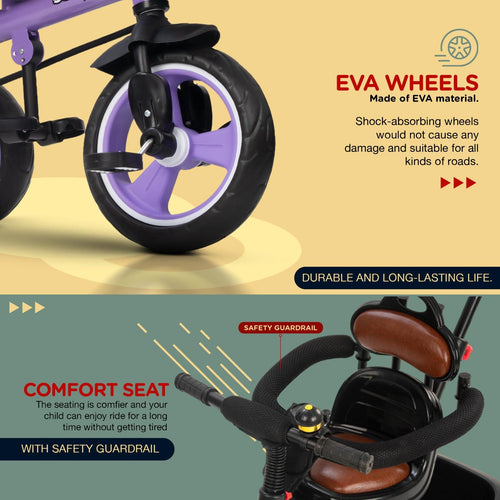 Baybee Albine 2 in 1 Baby Tricycle for Kids, Plug N Play Kids tricycle with Adjustable Parental Control BAYBEE