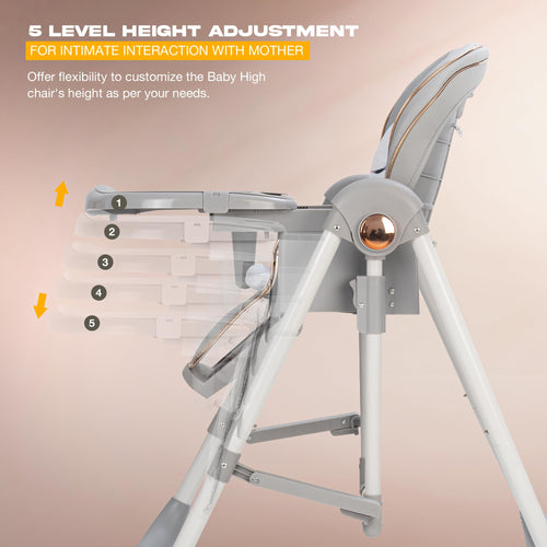 Baybee Nivio Convertible 3-in-1 Baby High Chair for Kids, Baby Swing Chair with 5 Height Adjustable, Footrest, Tray, 160° Recline, Safety Belt & Wheels Baybee India