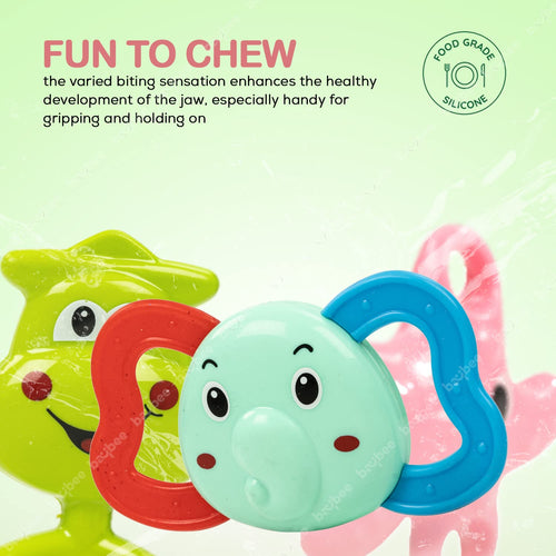Baybee 5 Pcs Non-Toxic Baby Rattles Teether Set for Babies with Smooth Edges BAYBEE