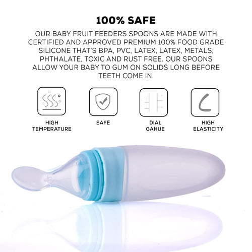 Baybee Infant Silicone Food Feeder, Anti-Colic & BPA Free Squeeze Feeder Bottle with Spoon for Semi-Solid Food for Infants Baybee India