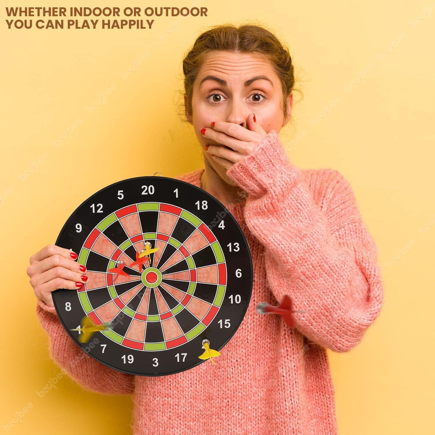BAYBEE Magnetic Dartboard for Kids & Adults with 4 Non Pointed Darts, Indoor Outdoor Magnetic Score Dart Board Games for Kids