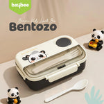 Baybee Panda Tiffin Box Stainless Steel Lunch Box with 3 Compartments with Spoon & Fork (900ml) BAYBEE