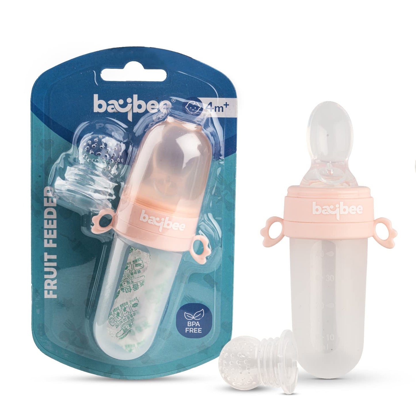 Baybee Silicone Baby Food Feeder with Soft Spoon, Fresh Fruits