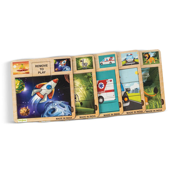 Baybee Wooden Peg Puzzle Games for Kids With Wildlife Animals, Space Craft, Emergency Ambulance, Police Car