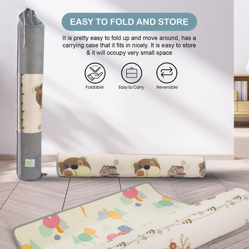 Cartoon Theme Baby Double Sided Play Mat Foldable Crawling Mat Size W-180cm X H-150 cm -  Assorted Themes BAYBEE