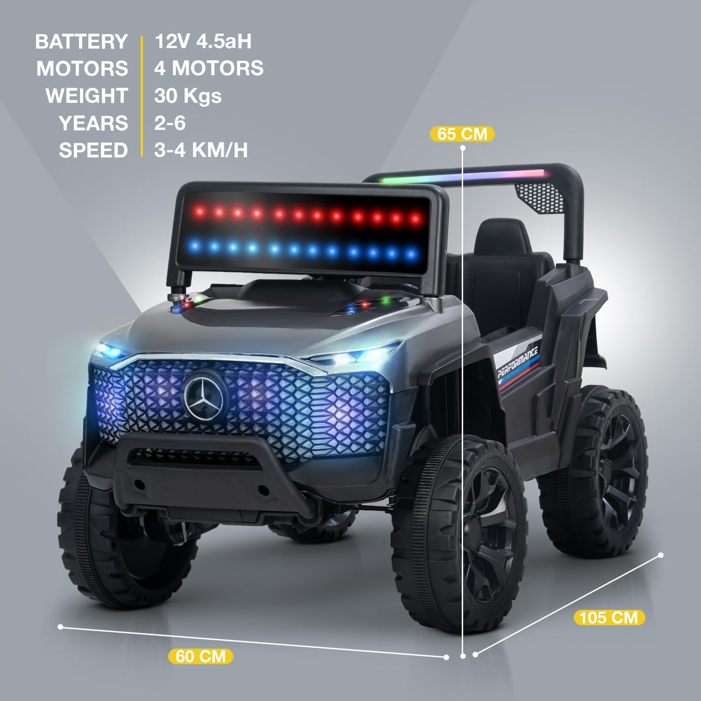 Baybee Rovera 4×4 Battery Operated Jeep for Kids, Ride on Toy Kids Car with RGB Windshield Light & Music | Baby Big Battery Car Toys for Kids | Electric Jeep Car for Kids to Drive 2 to 6 Years