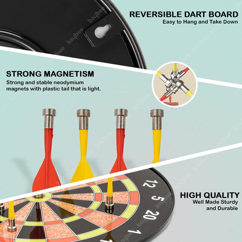 BAYBEE Magnetic Dartboard for Kids & Adults with 4 Non Pointed Darts, Indoor Outdoor Magnetic Score Dart Board Games for Kids BAYBEE