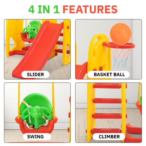 Baybee Jumbo Garden Swing & Slider for Kids | Plastic Baby Slide Cum Swing Combo with Baby Basket Ball Toy BAYBEE