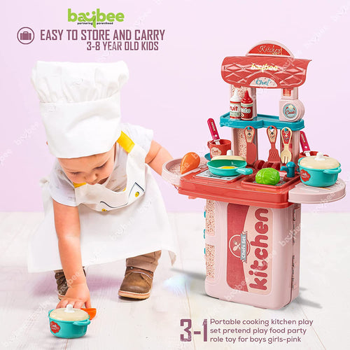 Baybee 3 in 1 Kitchen Set for Kids Portable Pretend Play Little Chef Plastic Toys BAYBEE