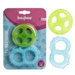 Baybee Natural Silicone Baby Teether for 3-12 Months Soft Circle Shape Safe Teething Toy for Infants (Pack of 2) BAYBEE