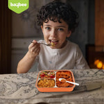Baybee Panda Tiffin Box Stainless Steel Lunch Box with 3 Compartments with Spoon & Fork (900ml) BAYBEE