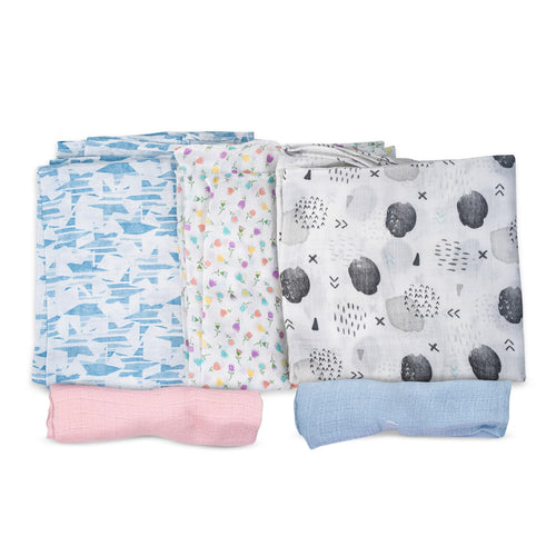 New Born Baby Cotton Muslin Swaddle Wrapper Blanket - Magical Space   (Pack of 5) BAYBEE