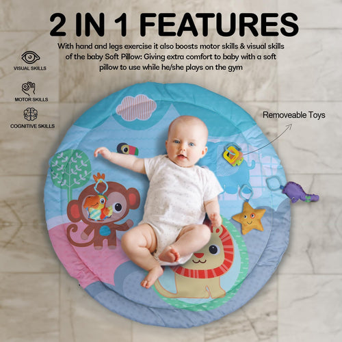 Joyful Juniors 2 in 1 Cotton Playgym with Rattle for Babies - Round Shape Baybee India
