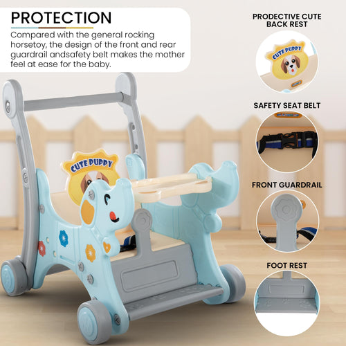 Baybee 3 in 1 Puppy Baby Rocking Chair for Kids | Baby Rocker Rider Toy for Kids with Food Tray, Seat Belt & Backrest BAYBEE