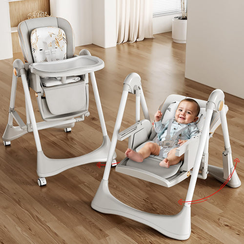 Baybee Nivio Convertible 3-in-1 Baby High Chair for Kids, Baby Swing Chair with 5 Height Adjustable, Footrest, Tray, 160° Recline, Safety Belt & Wheels Baybee India