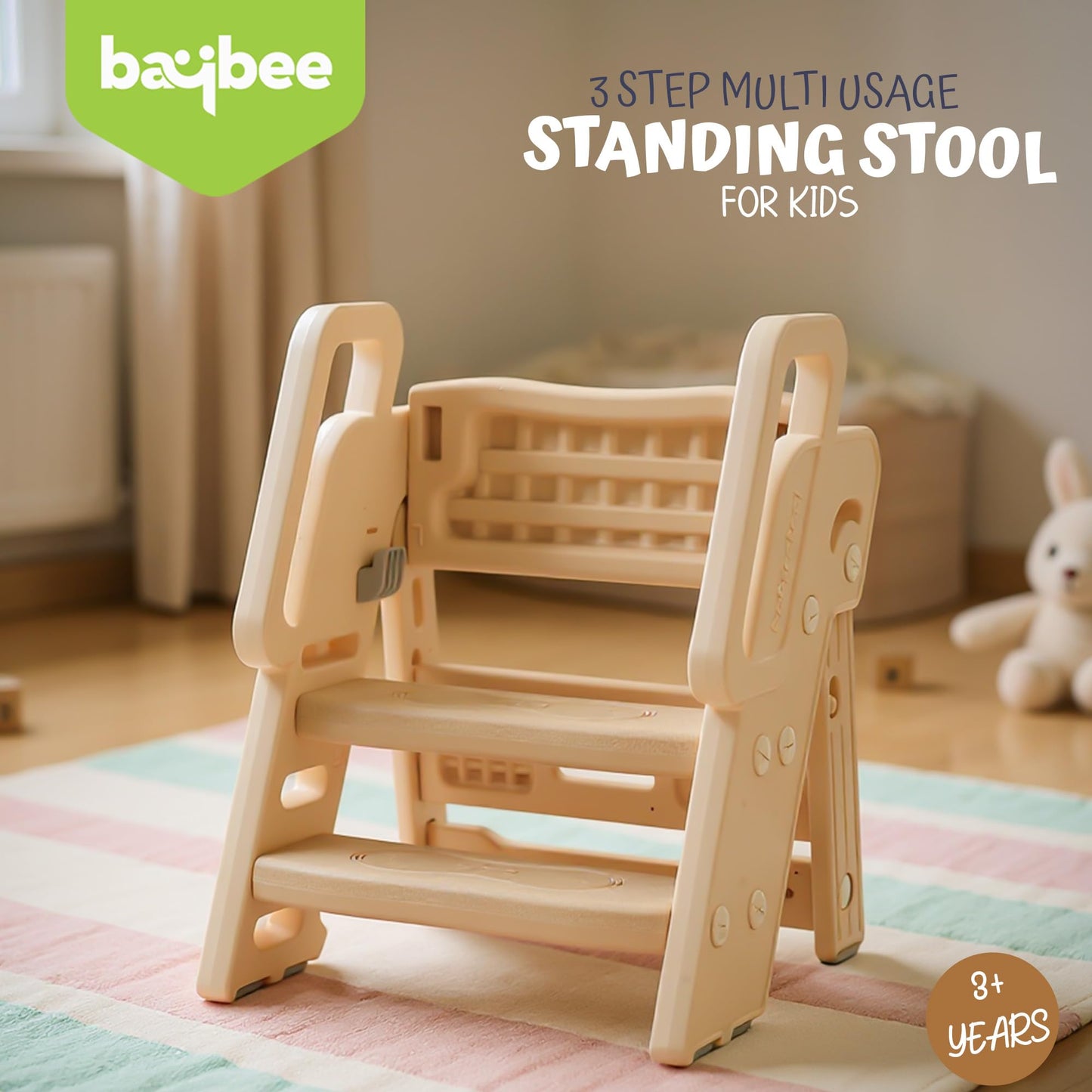 Baybee 4 in 1 Toddler Step Stool for Kids 3-Step Stepping Ladder with Handles Potty Training Seat with Ladder BAYBEE
