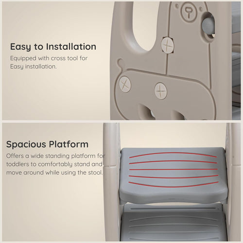 Baybee Toddler Step Stool for Kids | 2-Step Stepping Ladder with Handles | Anti-Slip Kids Step Stool for Kitchen & Bathroom | Potty Training Toilet Stool BAYBEE