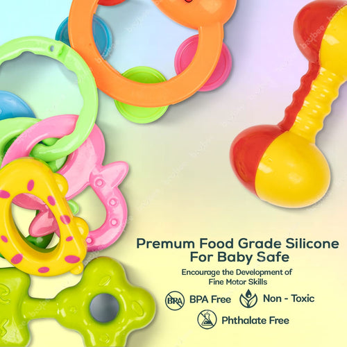 Baybee 5 Pcs Baby Rattles Teether Toys Set for Babies BAYBEE