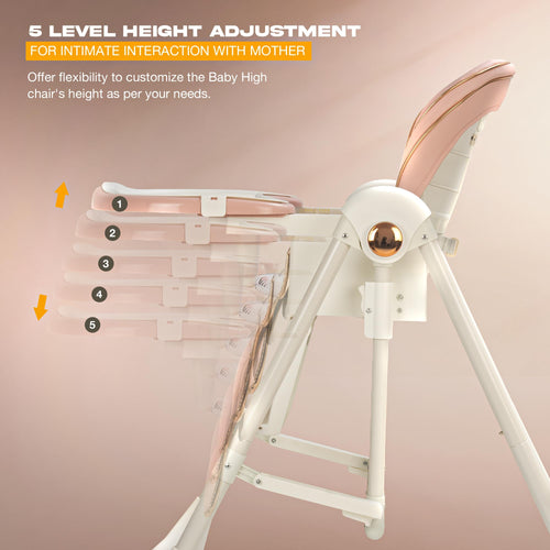 Baybee Nivio Convertible 3-in-1 Baby High Chair for Kids, Baby Swing Chair with 5 Height Adjustable, Footrest, Tray, 160° Recline, Safety Belt & Wheels Baybee India