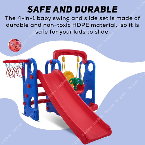 Baybee Super Garden Swing & Slider for Kids | Plastic Baby Slide and Swing Combo with 4 Inches Baby Basket Ball Toy for Home/Indoor/Outdoor BAYBEE
