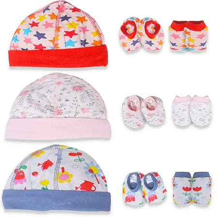 BAYBEE Pack of 6 Cotton Baby Mittens, Booties & Cap Set for New Born Baby BAYBEE