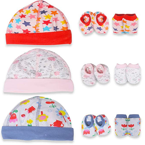 BAYBEE Pack of 3 Cotton Baby Mittens, Booties & Cap Set for New Born Baby BAYBEE