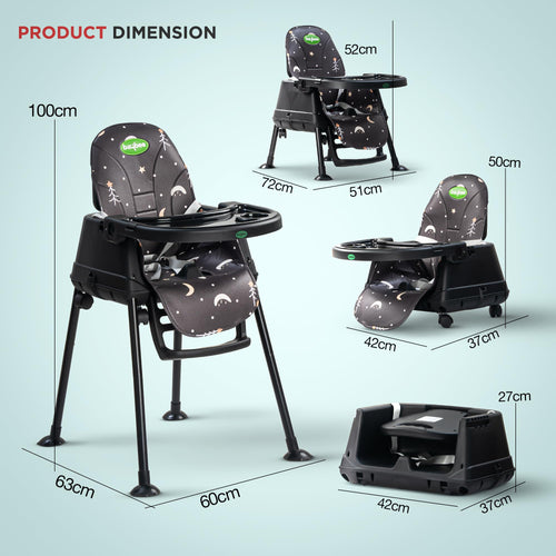 Baybee 4 in 1 Convertible High Chair for Kids Foldable Baby Feeding Chair with Safety Harness Baybee India