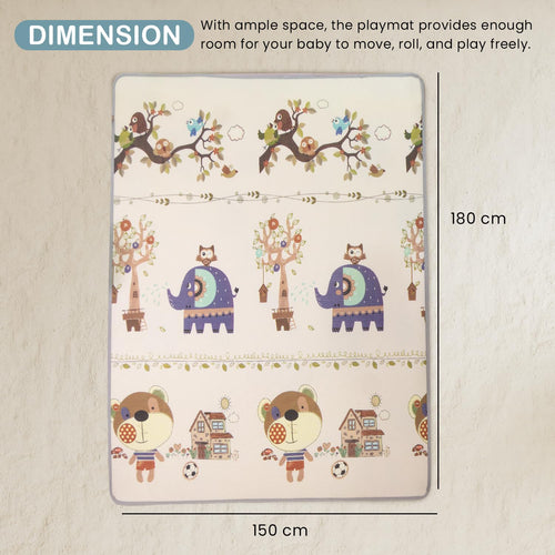 Cartoon Theme Baby Double Sided Play Mat Foldable Crawling Mat Size W-180cm X H-150 cm -  Assorted Themes BAYBEE