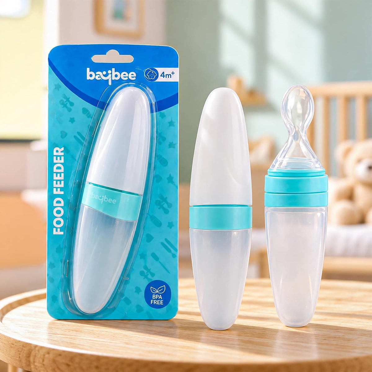 Baybee Silicone Food Squeeze Feeder Anti-Colic & BPA Free with Spoon for Infants
