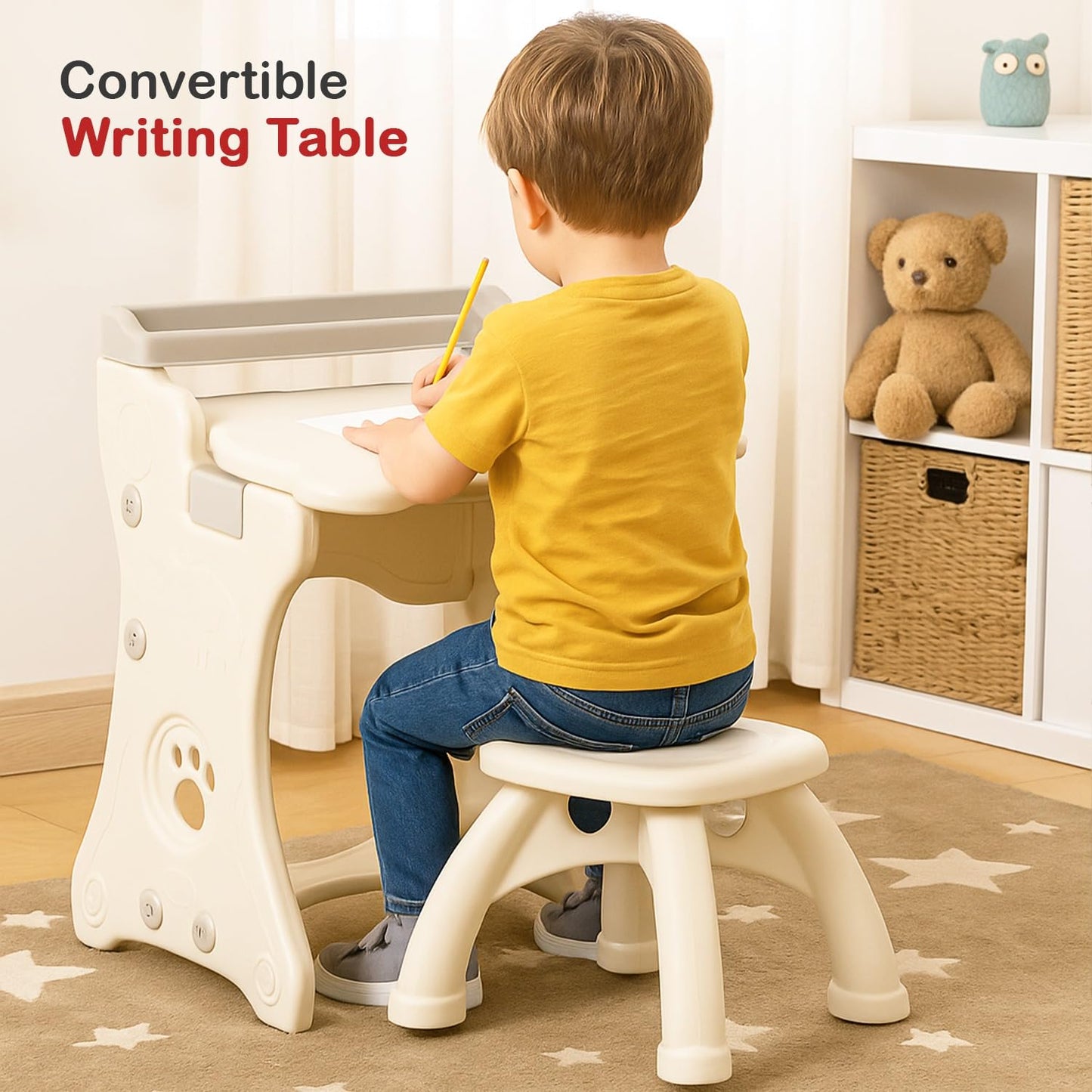 Baybee 2-in-1 Convertible Drawing & Writing Table for Kids Study Table with Whiteboard BAYBEE