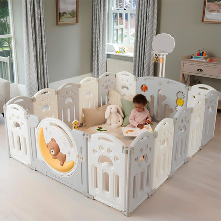 Baybee 2-in-1 Moon Foldable Baby Playpen with Glowing Light for 0-5 Years  (18 Panel) Baybee India