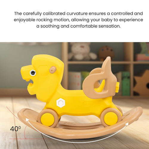 Baybee 2 in 1 Baby Horse Push Ride on Car with Rocker for Kids with Handle & Safety Guardrail (Lion) BAYBEE