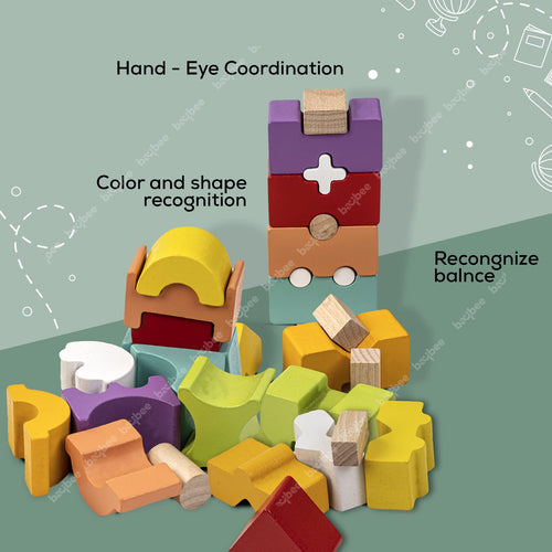 Baybee Wooden Rainbow Tower Building Blocks for Kids BAYBEE