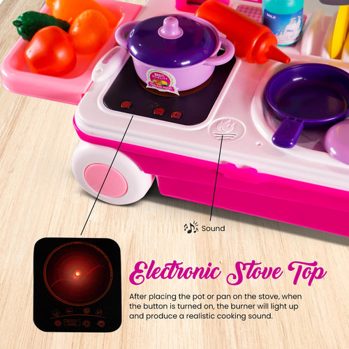 Kitchen King 2 in 1 Set for Kids, Portable Pretend Play Little Chef Set Toys BAYBEE