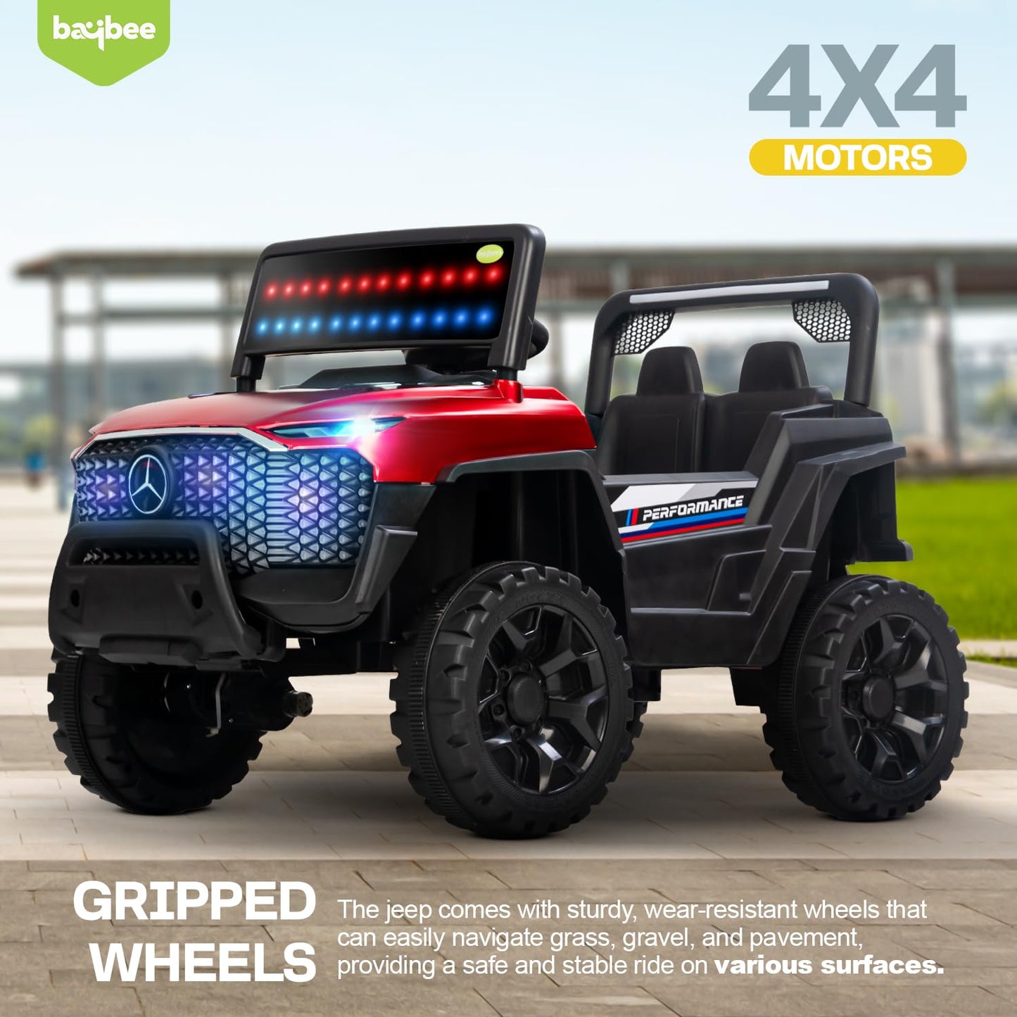 Baybee Rovera 4×4 Battery Operated Jeep for Kids, Ride on Toy Kids Car with RGB Windshield Light & Music | Baby Big Battery Car Toys for Kids | Electric Jeep Car for Kids to Drive 2 to 6 Years