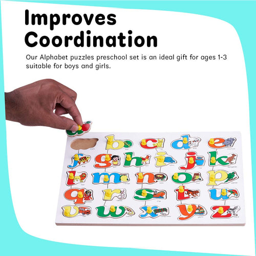 Baybee Wooden A to Z Alphabet Puzzle Board with Knobs BAYBEE