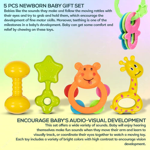Baybee 5 Pcs Baby Rattles Teether Toys Set for Babies BAYBEE