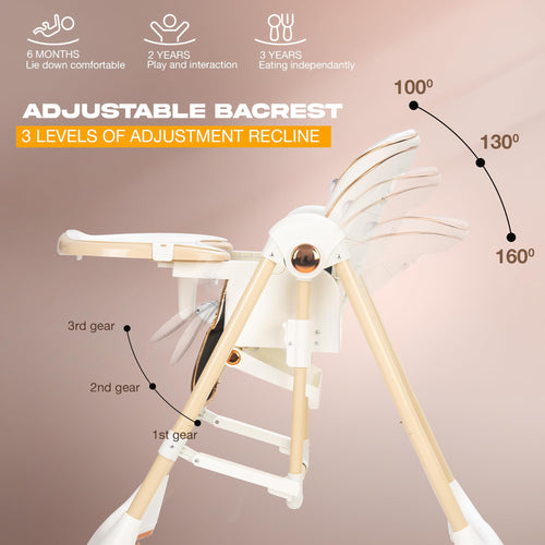 Baybee Nivio Convertible 3-in-1 Baby High Chair for Kids, Baby Swing Chair with 5 Height Adjustable, Footrest, Tray, 160° Recline, Safety Belt & Wheels Baybee India