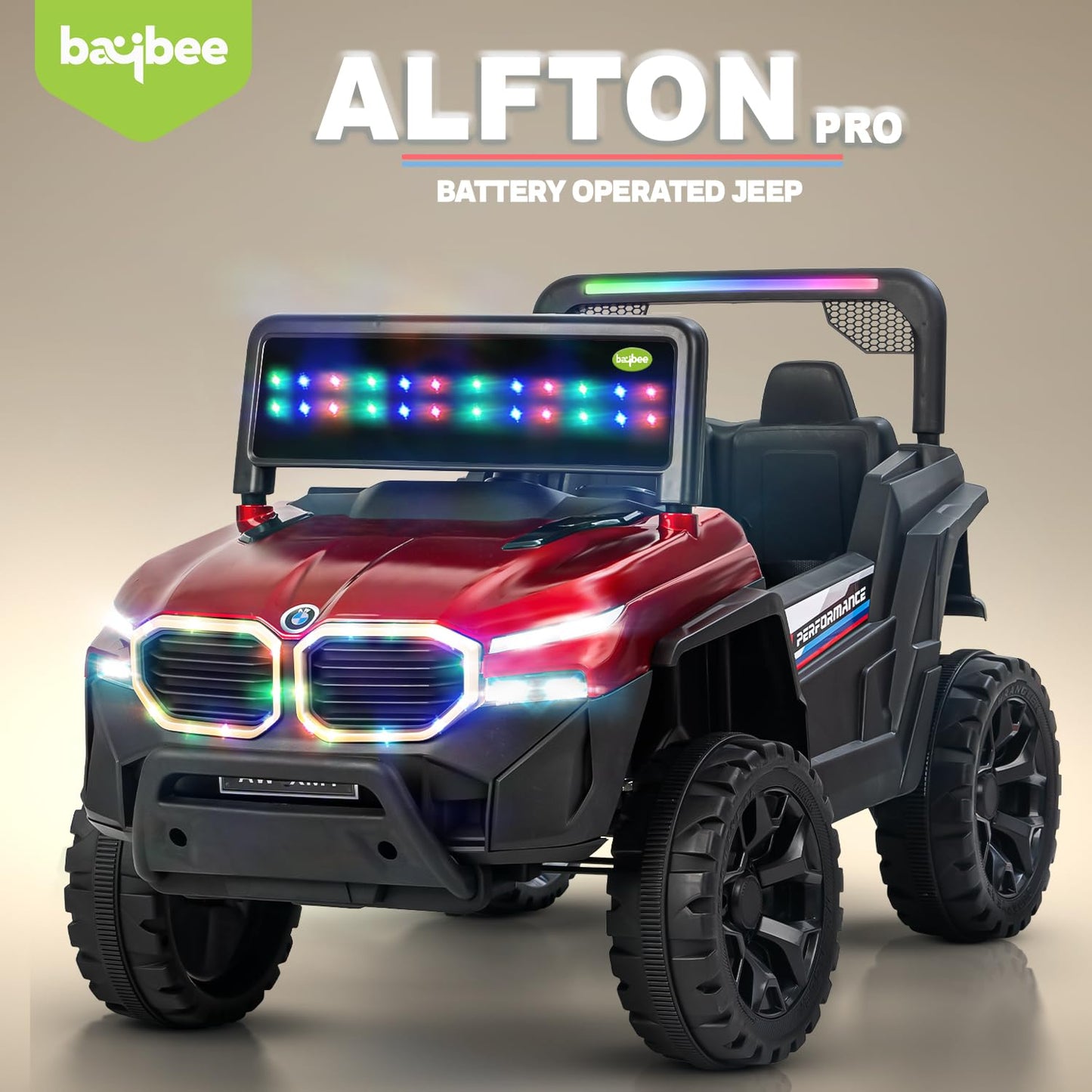 Baybee Alfton Pro Battery Operated Jeep for Kids, Ride on Toy Kids Car with RGB Lights &amp; Music,Rechargeable Electric Jeep Car for Kids to Drive 2 to 6 Years